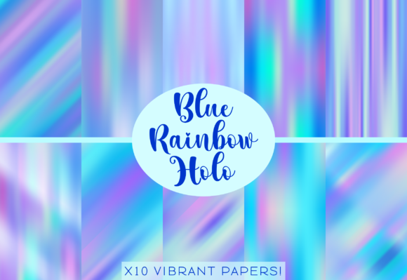 Download Bright Blue Rainbow Holographic Papers - Holographic paper Collection