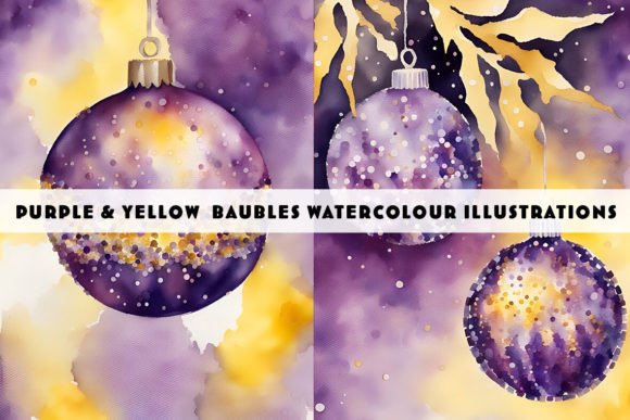 Download Christmas Baubles Watercolour Purple - Christmas baubles Collection